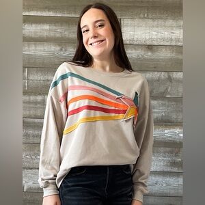 easel stone long sleeve sweatshirt rising star patch terry knit ET70855